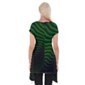 Black and Green Abstract Stripes Gradient Short Sleeve Side Drop Tunic View2