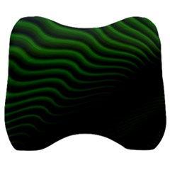 Black And Green Abstract Stripes Gradient Velour Head Support Cushion by SpinnyChairDesigns