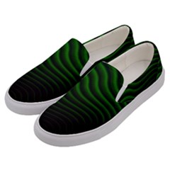 Black And Green Abstract Stripes Gradient Men s Canvas Slip Ons by SpinnyChairDesigns