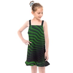 Black And Green Abstract Stripes Gradient Kids  Overall Dress by SpinnyChairDesigns