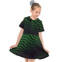 Black and Green Abstract Stripes Gradient Kids  Short Sleeve Shirt Dress View1