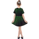 Black and Green Abstract Stripes Gradient Kids  Short Sleeve Shirt Dress View2