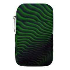 Black And Green Abstract Stripes Gradient Waist Pouch (large) by SpinnyChairDesigns