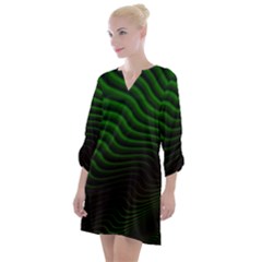 Black And Green Abstract Stripes Gradient Open Neck Shift Dress by SpinnyChairDesigns