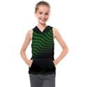 Black and Green Abstract Stripes Gradient Kids  Sleeveless Hoodie View1