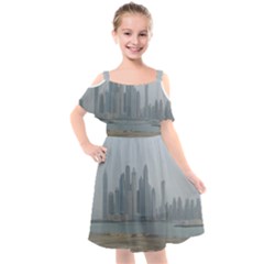 P1020022 Kids  Cut Out Shoulders Chiffon Dress by 45678