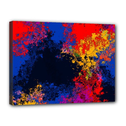 Colorful Paint Splatter Texture Red Black Yellow Blue Canvas 16  X 12  (stretched) by SpinnyChairDesigns