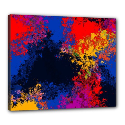 Colorful Paint Splatter Texture Red Black Yellow Blue Canvas 24  X 20  (stretched) by SpinnyChairDesigns