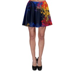 Colorful Paint Splatter Texture Red Black Yellow Blue Skater Skirt by SpinnyChairDesigns