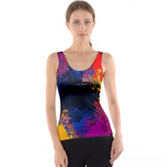 Colorful Paint Splatter Texture Red Black Yellow Blue Tank Top by SpinnyChairDesigns