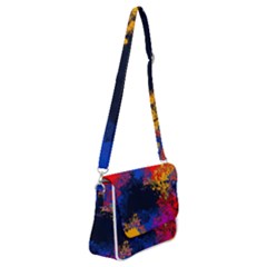 Colorful Paint Splatter Texture Red Black Yellow Blue Shoulder Bag With Back Zipper