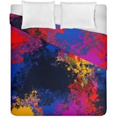 Colorful Paint Splatter Texture Red Black Yellow Blue Duvet Cover Double Side (california King Size) by SpinnyChairDesigns