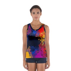 Colorful Paint Splatter Texture Red Black Yellow Blue Sport Tank Top  by SpinnyChairDesigns