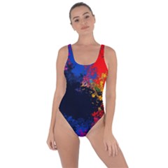 Colorful Paint Splatter Texture Red Black Yellow Blue Bring Sexy Back Swimsuit by SpinnyChairDesigns