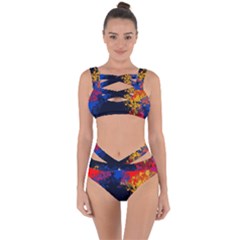 Colorful Paint Splatter Texture Red Black Yellow Blue Bandaged Up Bikini Set  by SpinnyChairDesigns