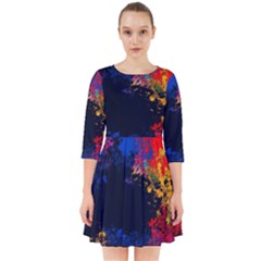 Colorful Paint Splatter Texture Red Black Yellow Blue Smock Dress by SpinnyChairDesigns