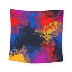 Colorful Paint Splatter Texture Red Black Yellow Blue Square Tapestry (small) by SpinnyChairDesigns