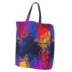 Colorful Paint Splatter Texture Red Black Yellow Blue Giant Grocery Tote by SpinnyChairDesigns