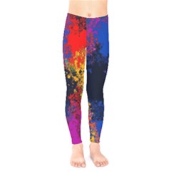 Colorful Paint Splatter Texture Red Black Yellow Blue Kids  Leggings by SpinnyChairDesigns