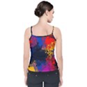 Colorful Paint Splatter Texture Red Black Yellow Blue Velvet Spaghetti Strap Top View2