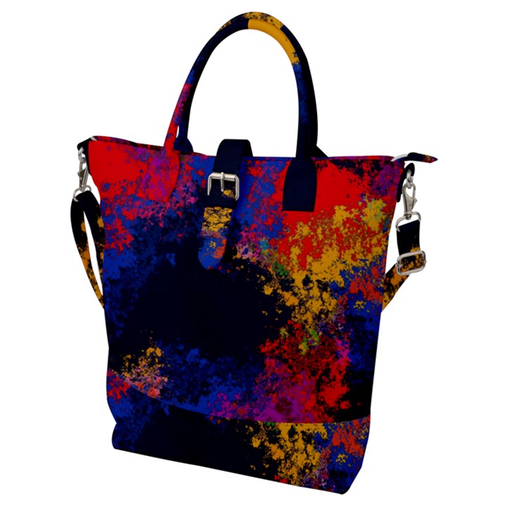 Colorful Paint Splatter Texture Red Black Yellow Blue Buckle Top Tote Bag