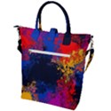 Colorful Paint Splatter Texture Red Black Yellow Blue Buckle Top Tote Bag View2