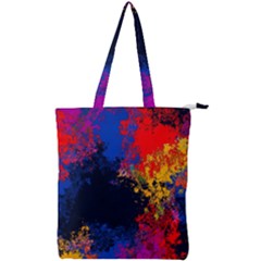 Colorful Paint Splatter Texture Red Black Yellow Blue Double Zip Up Tote Bag by SpinnyChairDesigns