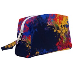 Colorful Paint Splatter Texture Red Black Yellow Blue Wristlet Pouch Bag (large) by SpinnyChairDesigns