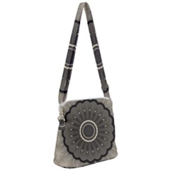 Beige Kaleidoscope Mandala Arabesque Pattern Zipper Messenger Bag by SpinnyChairDesigns