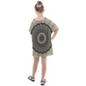 Beige Kaleidoscope Mandala Arabesque Pattern Kids  One Piece Chiffon Dress View2