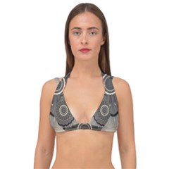 Beige Kaleidoscope Mandala Arabesque Pattern Double Strap Halter Bikini Top by SpinnyChairDesigns