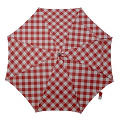 Picnic Gingham Red White Checkered Plaid Pattern Hook Handle Umbrellas (large) by SpinnyChairDesigns