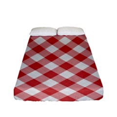 Picnic Gingham Red White Checkered Plaid Pattern Fitted Sheet (full/ Double Size) by SpinnyChairDesigns