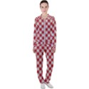 Picnic Gingham Red White Checkered Plaid Pattern Casual Jacket and Pants Set View1