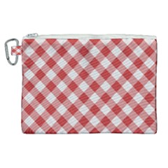 Picnic Gingham Red White Checkered Plaid Pattern Canvas Cosmetic Bag (xl) by SpinnyChairDesigns