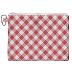 Picnic Gingham Red White Checkered Plaid Pattern Canvas Cosmetic Bag (xxl) by SpinnyChairDesigns