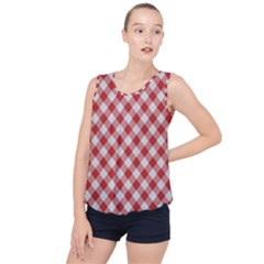 Picnic Gingham Red White Checkered Plaid Pattern Bubble Hem Chiffon Tank Top by SpinnyChairDesigns