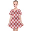 Picnic Gingham Red White Checkered Plaid Pattern Kids  Smock Dress View1