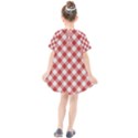 Picnic Gingham Red White Checkered Plaid Pattern Kids  Smock Dress View2