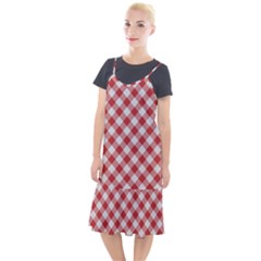 Picnic Gingham Red White Checkered Plaid Pattern Camis Fishtail Dress by SpinnyChairDesigns