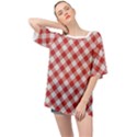 Picnic Gingham Red White Checkered Plaid Pattern Oversized Chiffon Top View1