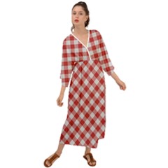 Picnic Gingham Red White Checkered Plaid Pattern Grecian Style  Maxi Dress by SpinnyChairDesigns