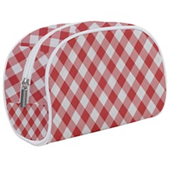 Picnic Gingham Red White Checkered Plaid Pattern Makeup Case (medium) by SpinnyChairDesigns