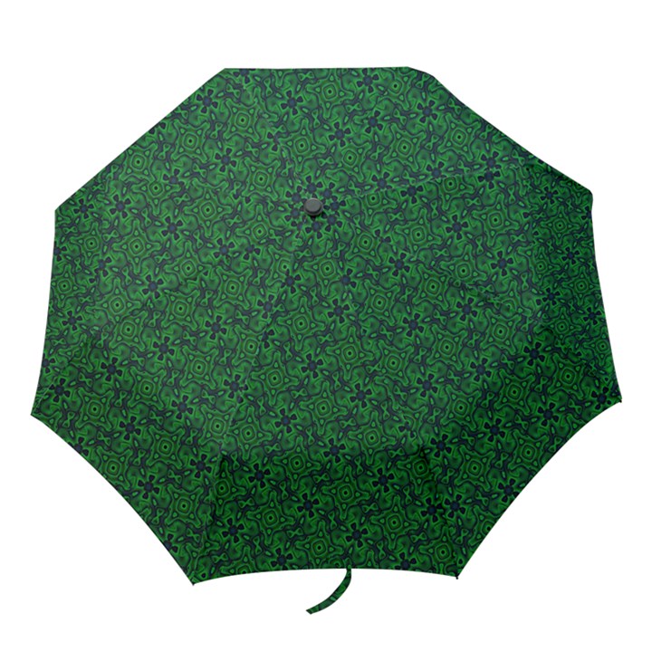 Green Intricate Pattern Folding Umbrellas