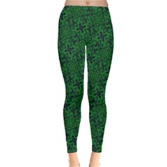 Green Intricate Pattern Leggings  by SpinnyChairDesigns