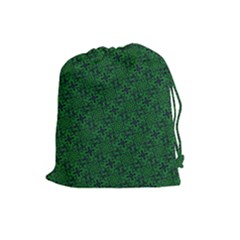 Green Intricate Pattern Drawstring Pouch (large)