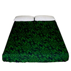 Green Intricate Pattern Fitted Sheet (king Size) by SpinnyChairDesigns