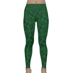 Green Intricate Pattern Classic Yoga Leggings by SpinnyChairDesigns