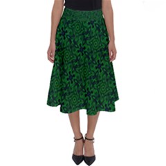 Green Intricate Pattern Perfect Length Midi Skirt by SpinnyChairDesigns