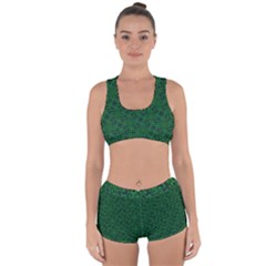 Green Intricate Pattern Racerback Boyleg Bikini Set by SpinnyChairDesigns